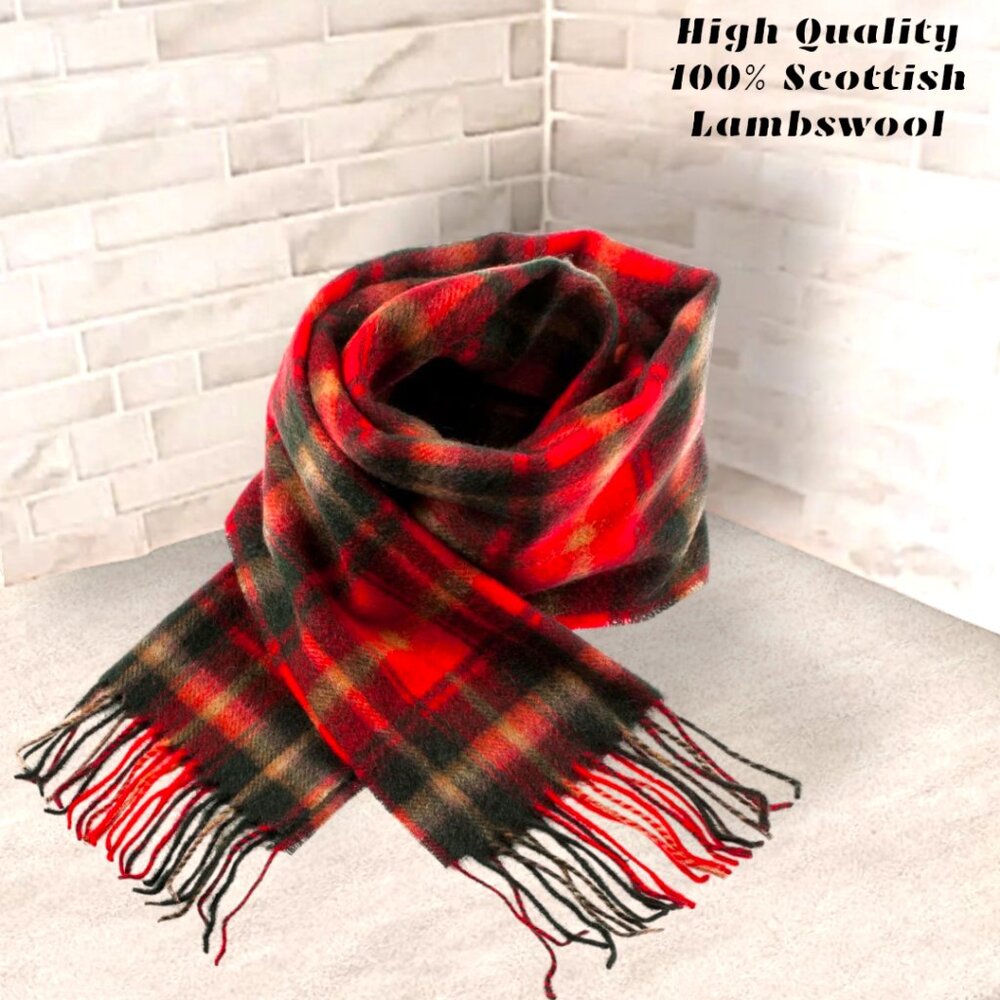 100% Lambswool Scarf Hypoallergenic SCOTTISH IMPORT THINK SOFT WARM TARTAN NWT